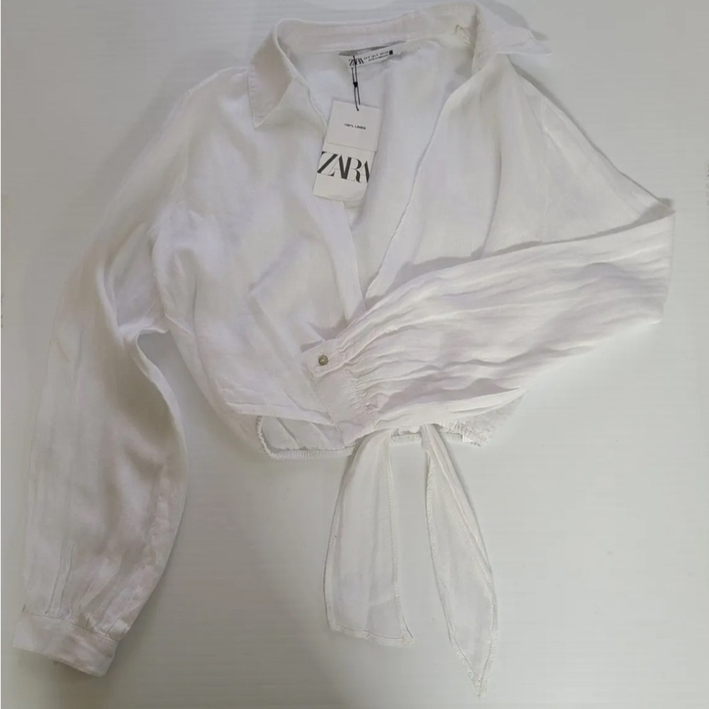 Zara Linen Button Up Top